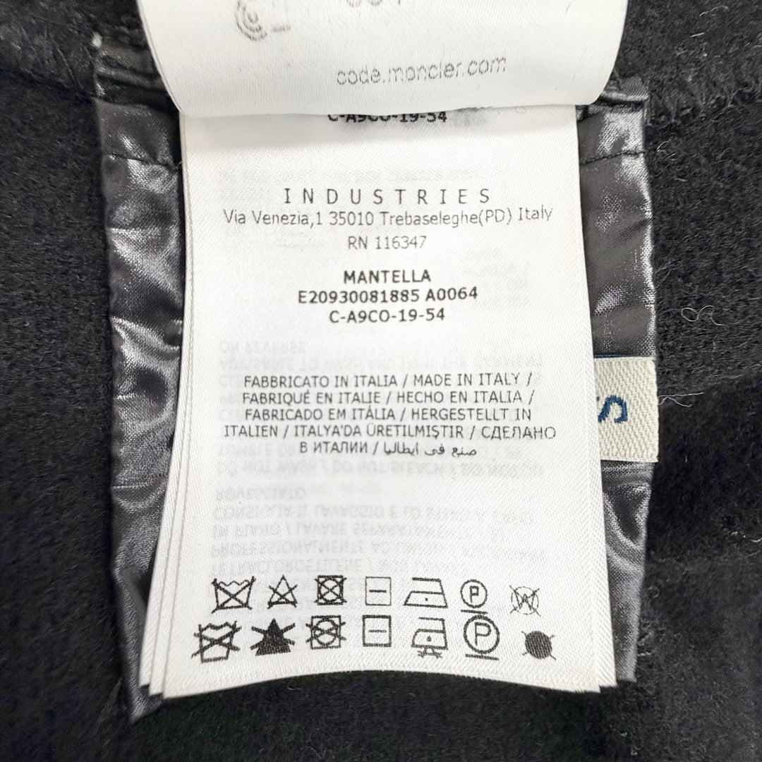 Great MONCLER poncho MANTELLA Logo patch down sleeve fringe cape coat black S
