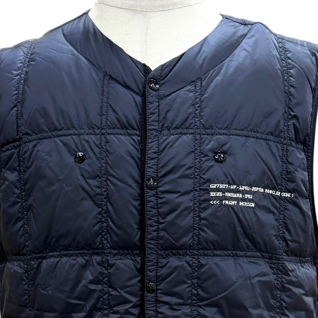 Pristine MONCLER GENIUS 7 Down vest VAILE GILET Vest with logo patch Navy mens 4