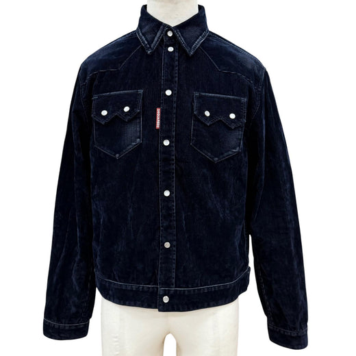 Excellent DSQUARED2 Jacket Flocked Cord Jean Jacket Corduroy black 44 S74DM0938