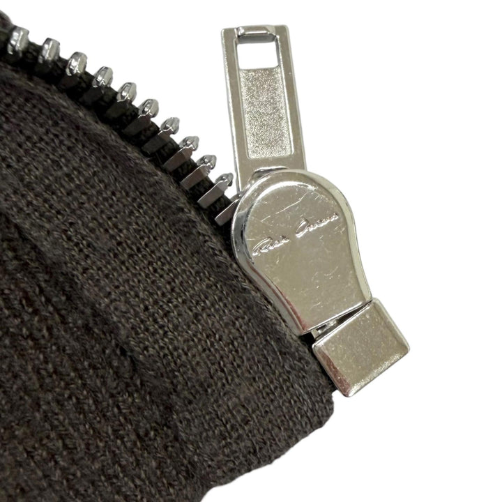 Great Rick Owens hoodie Zip-up knit hoodie Brown cashmere