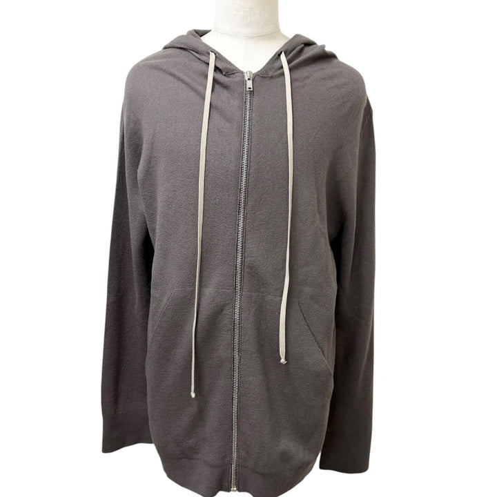 Great Rick Owens hoodie Zip-up knit hoodie Brown cashmere
