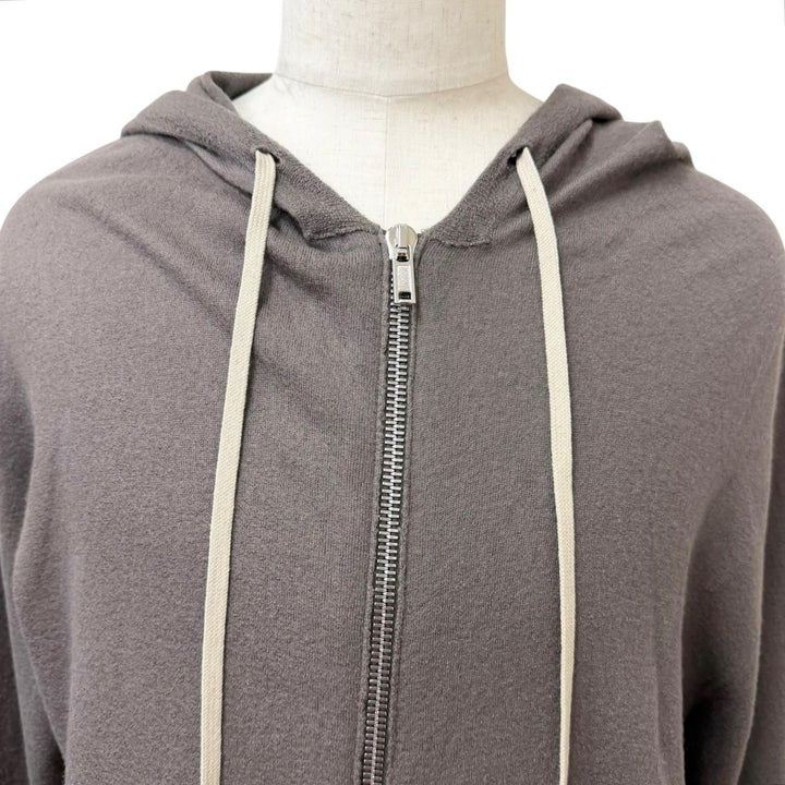 Great Rick Owens hoodie Zip-up knit hoodie Brown cashmere