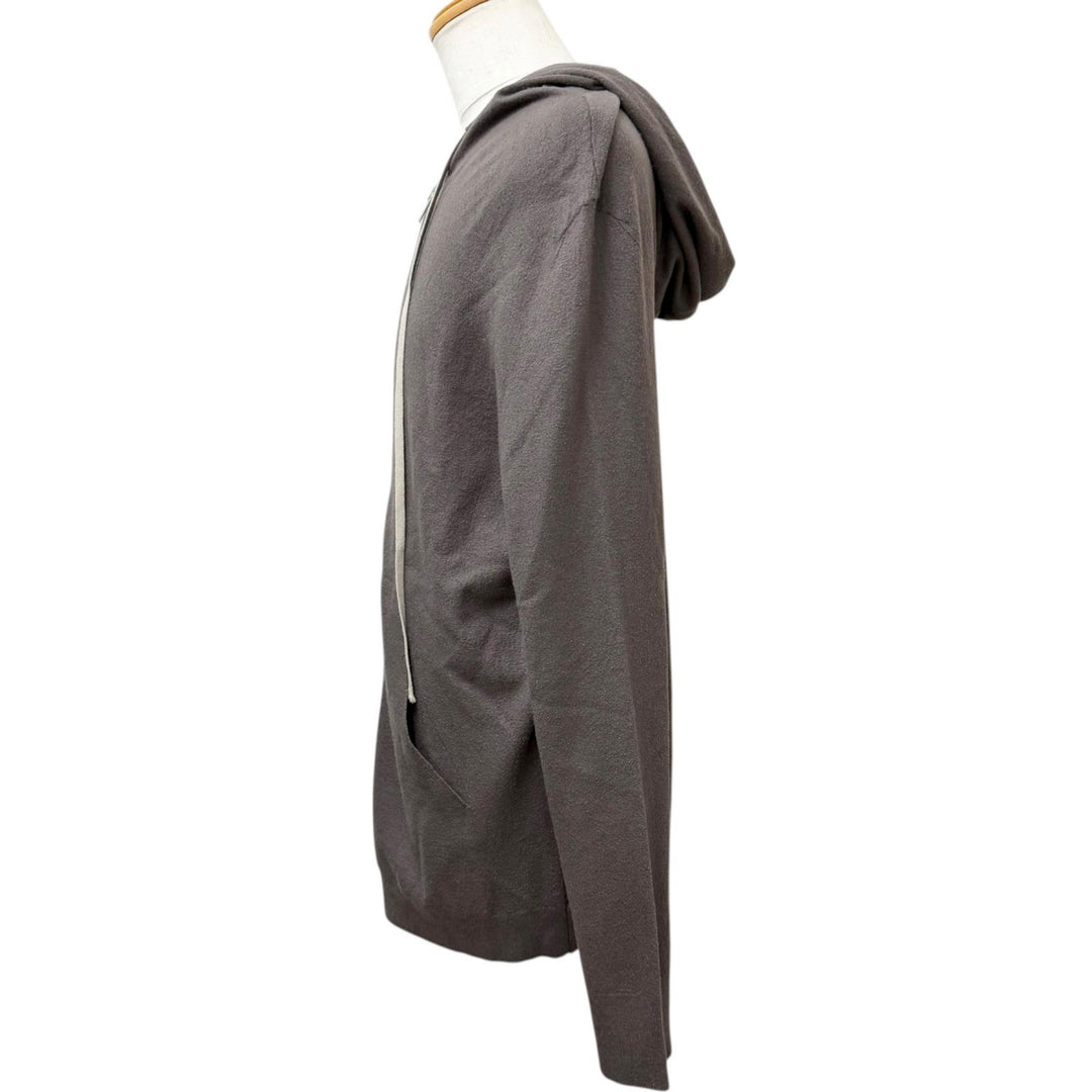 Great Rick Owens hoodie Zip-up knit hoodie Brown cashmere