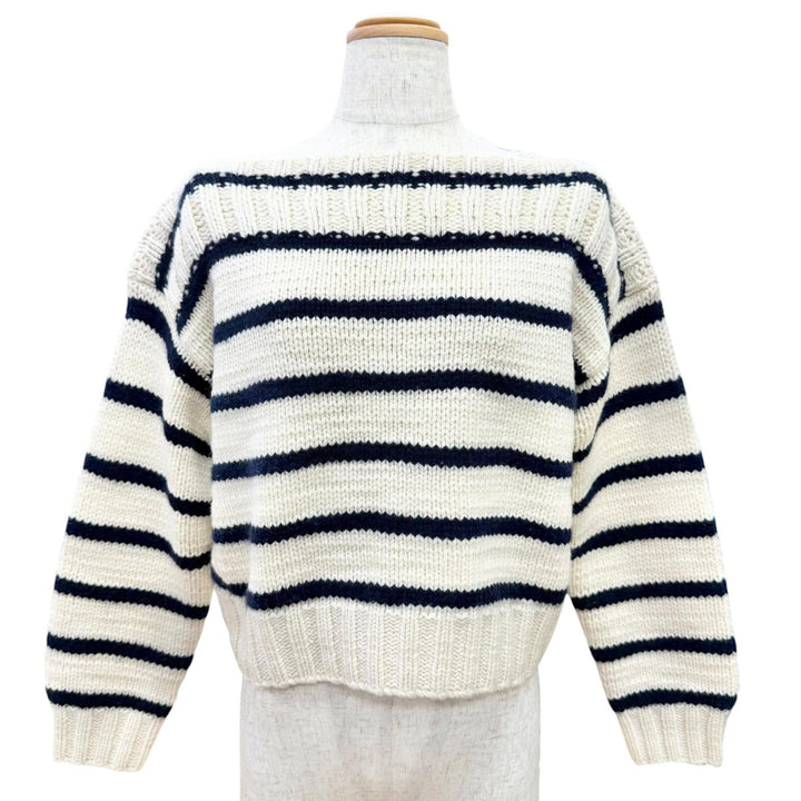 Great CELINE knit Marinière striped boat neck cropped cashmere S 2AJ94597V