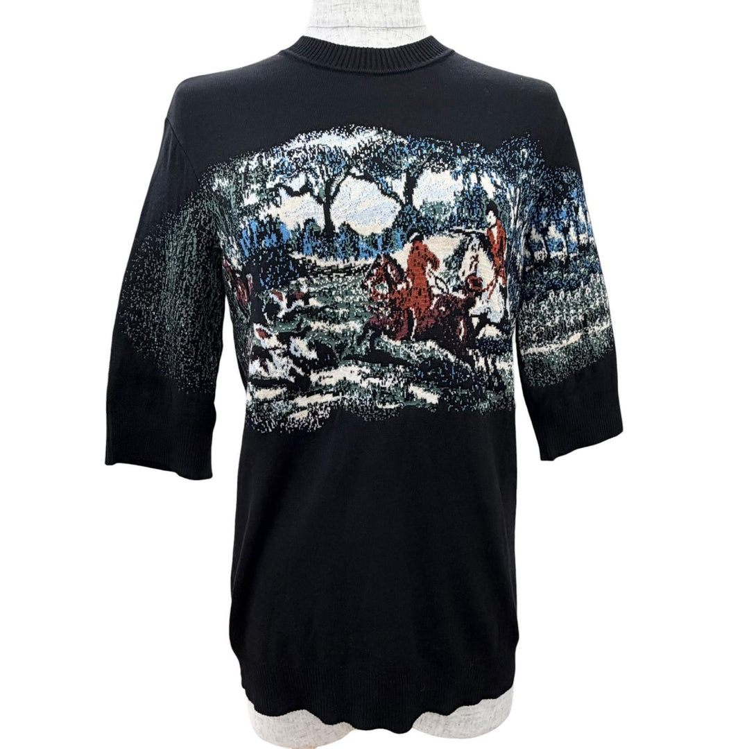 Excellent Christian Dior knit All-over print short sleeves black 38 7C24529AM555