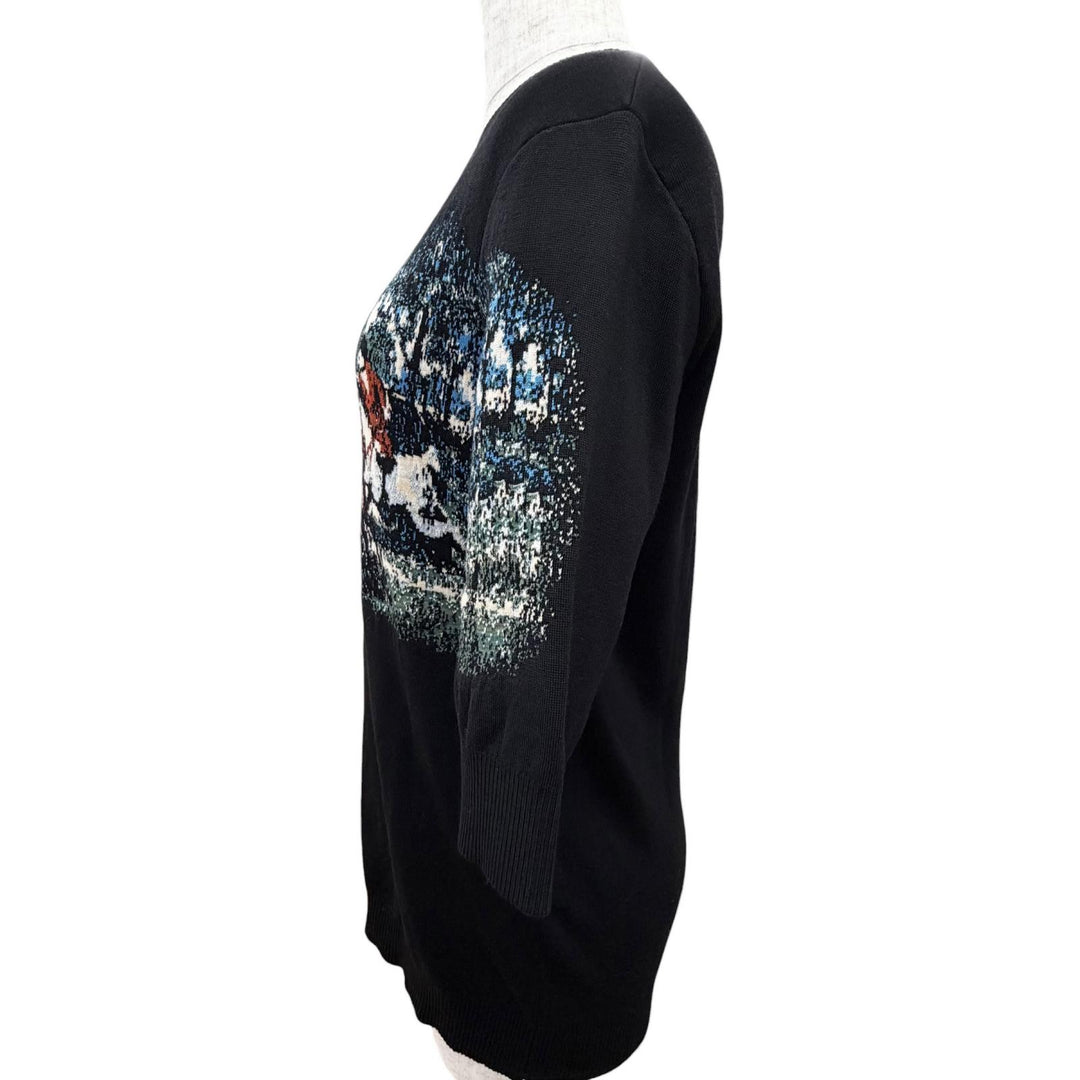 Excellent Christian Dior knit All-over print short sleeves black 38 7C24529AM555