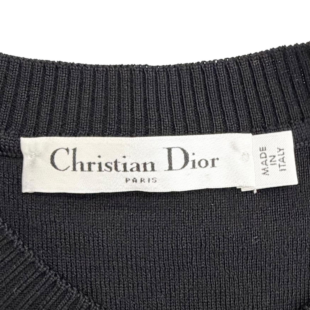 Excellent Christian Dior knit All-over print short sleeves black 38 7C24529AM555