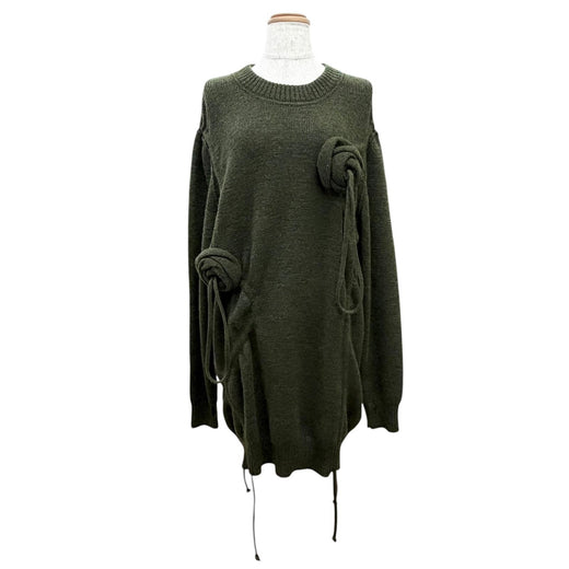 Pristine BURBERRY Solid Color Drawstring Rose Wool Sweater green L 80769211
