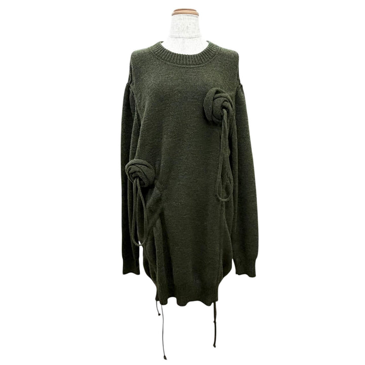 Pristine BURBERRY Solid Color Drawstring Rose Wool Sweater green L 80769211