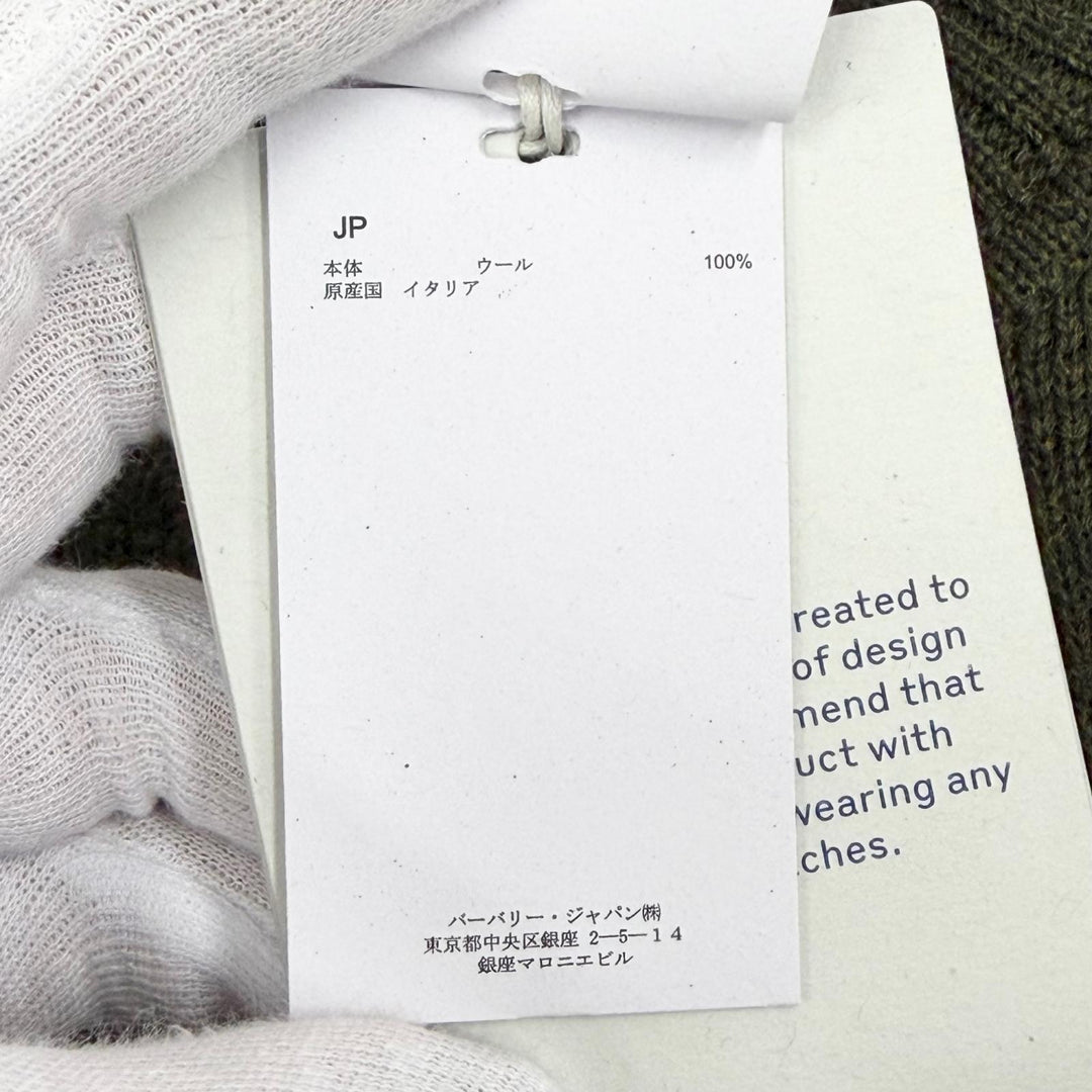Pristine BURBERRY Solid Color Drawstring Rose Wool Sweater green L 80769211