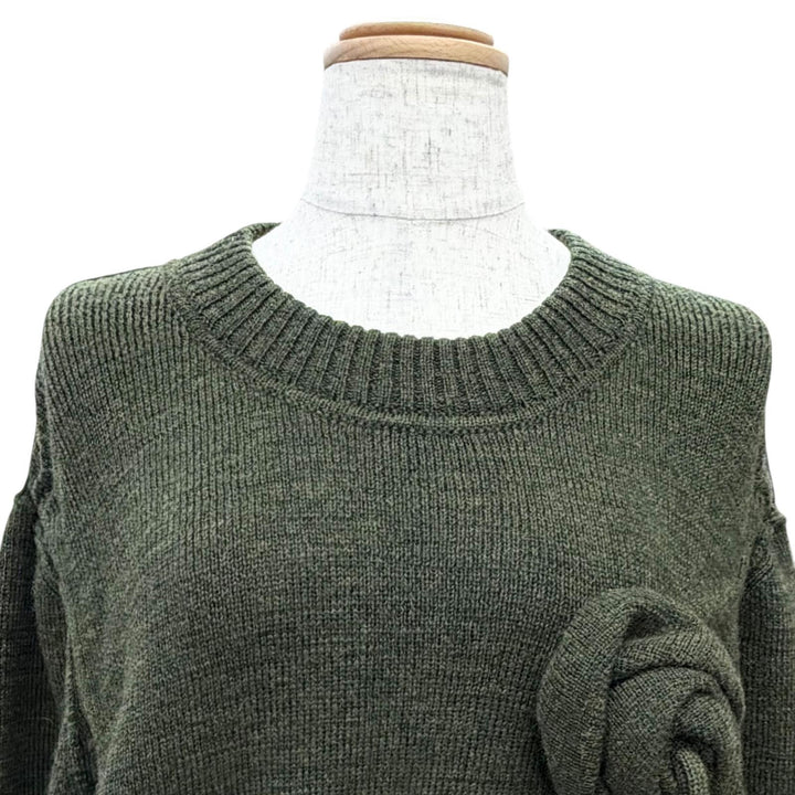 Pristine BURBERRY Solid Color Drawstring Rose Wool Sweater green L 80769211