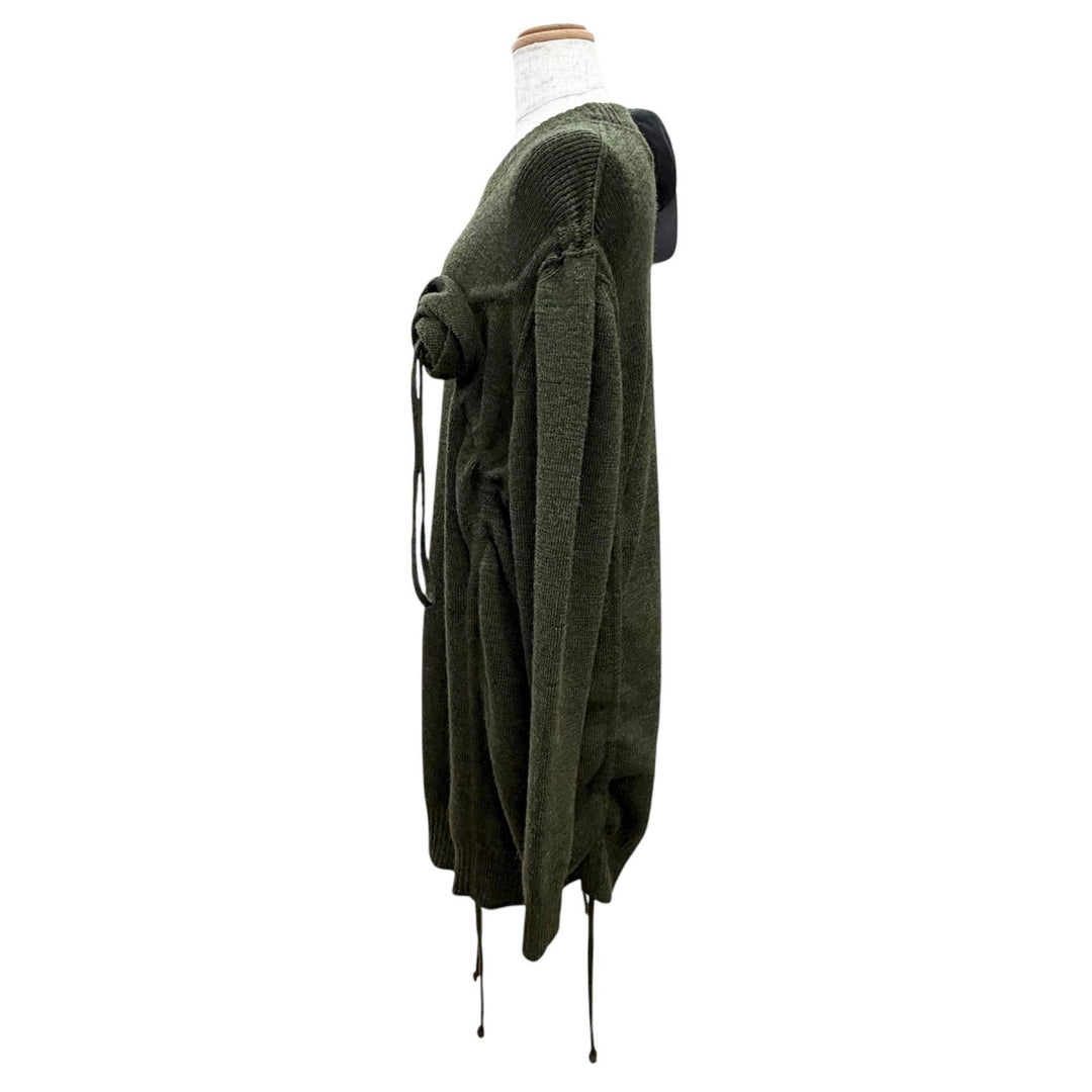 Pristine BURBERRY Solid Color Drawstring Rose Wool Sweater green L 80769211