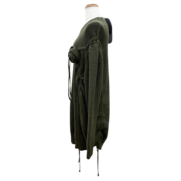Pristine BURBERRY Solid Color Drawstring Rose Wool Sweater green L 80769211