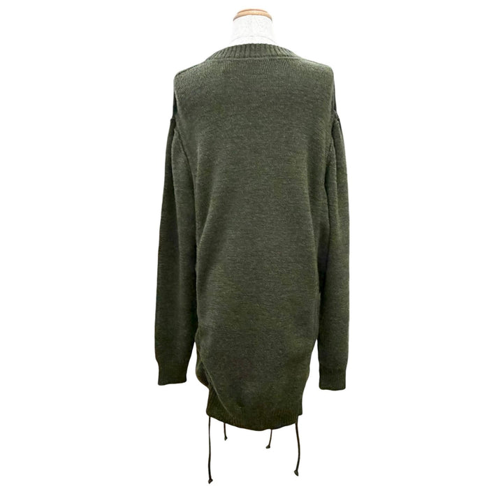 Pristine BURBERRY Solid Color Drawstring Rose Wool Sweater green L 80769211