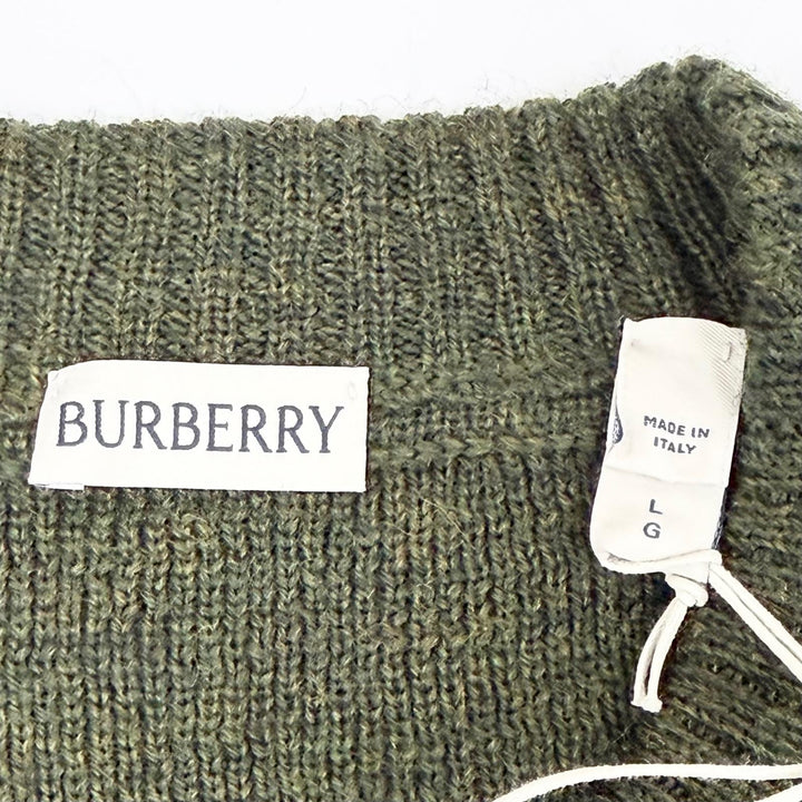 Pristine BURBERRY Solid Color Drawstring Rose Wool Sweater green L 80769211