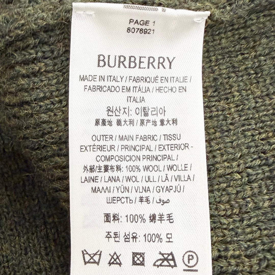 Pristine BURBERRY Solid Color Drawstring Rose Wool Sweater green L 80769211