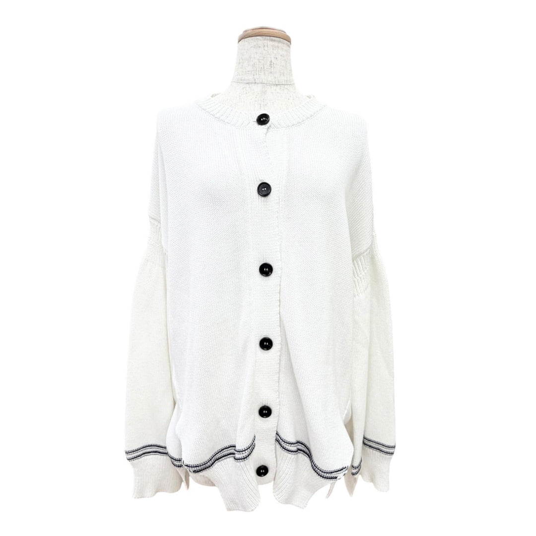 Great MARNI cardigan Intarsia Logo Kimono Sleeve Knit white 38 CDMD0309Q0