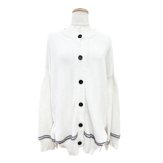Great MARNI cardigan Intarsia Logo Kimono Sleeve Knit white 38 CDMD0309Q0