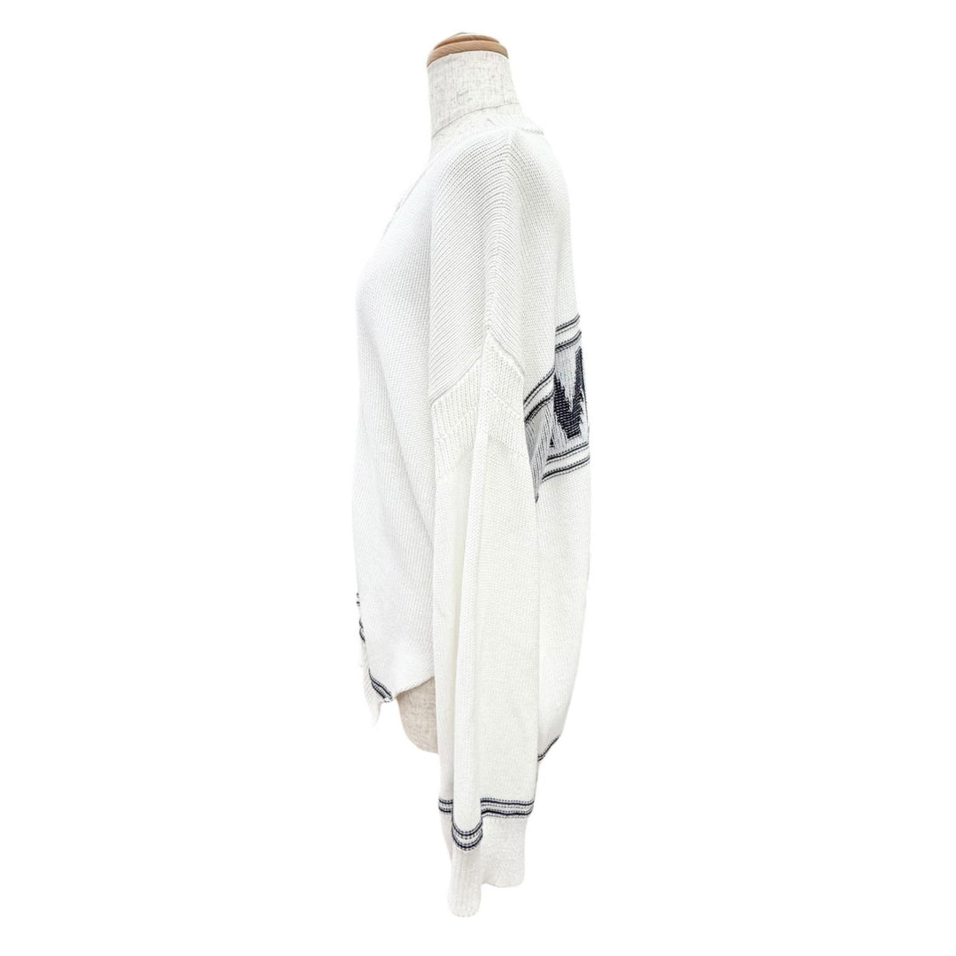 Great MARNI cardigan Intarsia Logo Kimono Sleeve Knit white 38 CDMD0309Q0