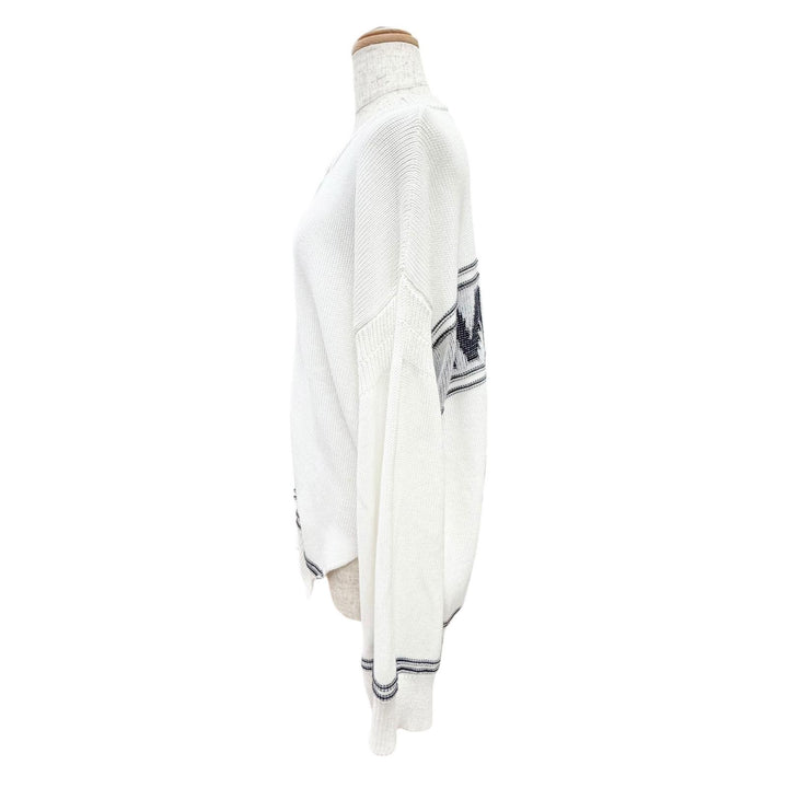 Great MARNI cardigan Intarsia Logo Kimono Sleeve Knit white 38 CDMD0309Q0
