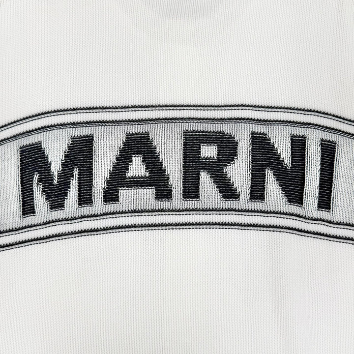 Great MARNI cardigan Intarsia Logo Kimono Sleeve Knit white 38 CDMD0309Q0
