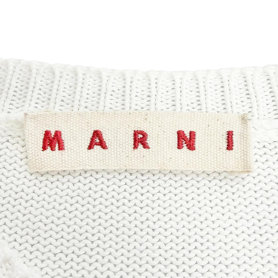 Great MARNI cardigan Intarsia Logo Kimono Sleeve Knit white 38 CDMD0309Q0