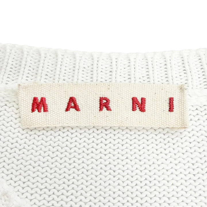 Great MARNI cardigan Intarsia Logo Kimono Sleeve Knit white 38 CDMD0309Q0