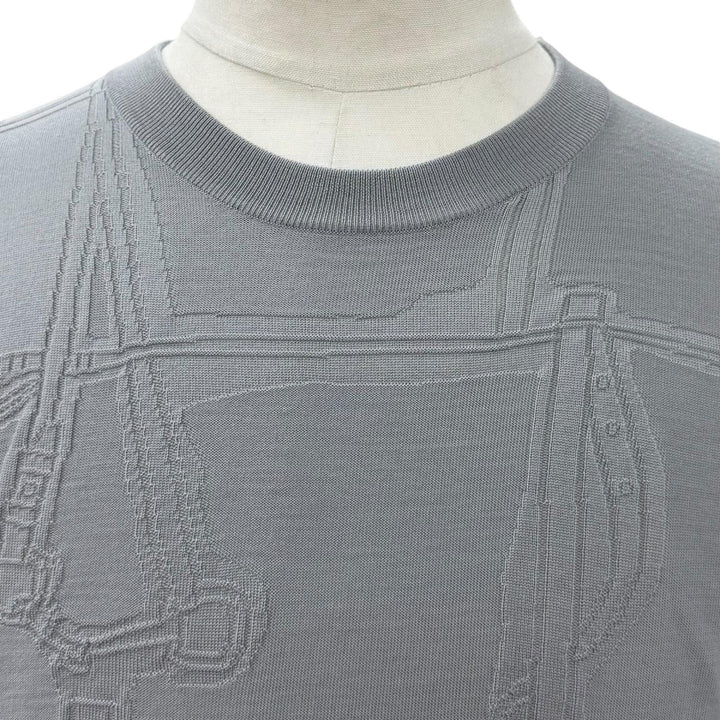 Excellent HERMES knit Fragmon Equestrian Antegral gray wool mens L H467080HA