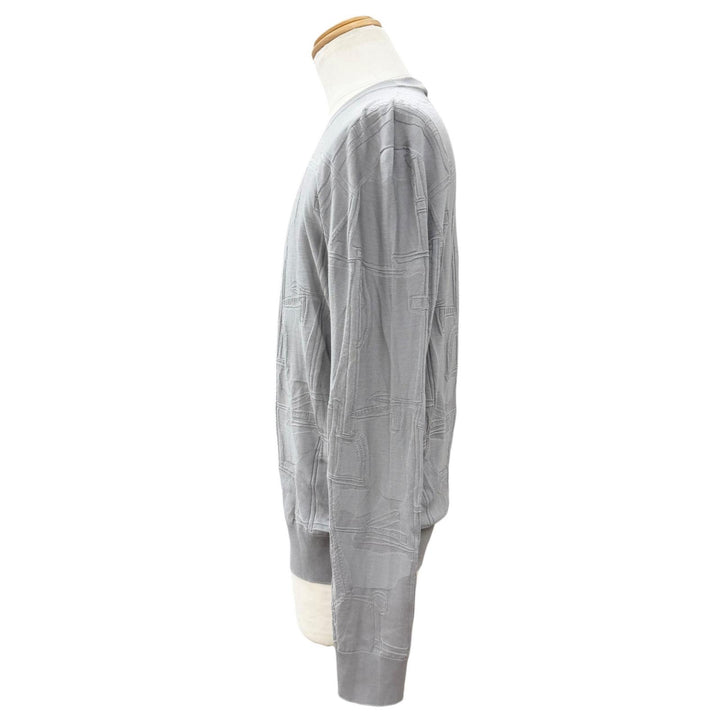 Excellent HERMES knit Fragmon Equestrian Antegral gray wool mens L H467080HA