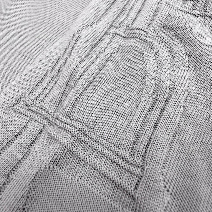 Excellent HERMES knit Fragmon Equestrian Antegral gray wool mens L H467080HA