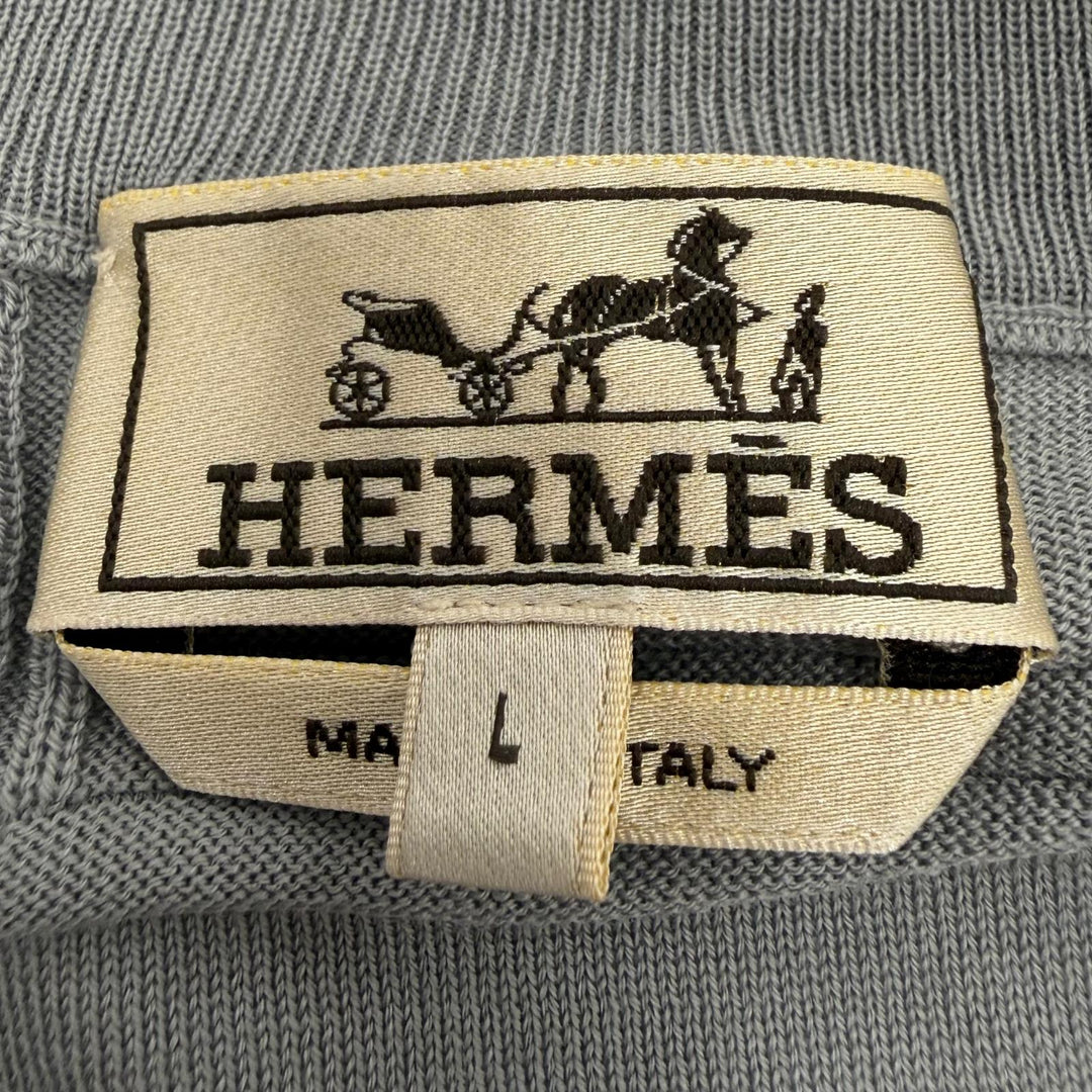 Excellent HERMES knit Fragmon Equestrian Antegral gray wool mens L H467080HA