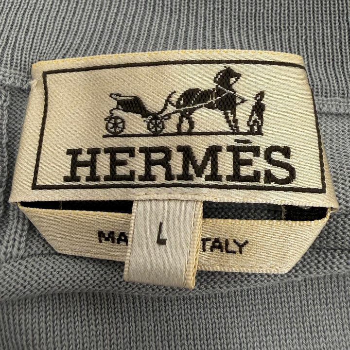 Excellent HERMES knit Fragmon Equestrian Antegral gray wool mens L H467080HA