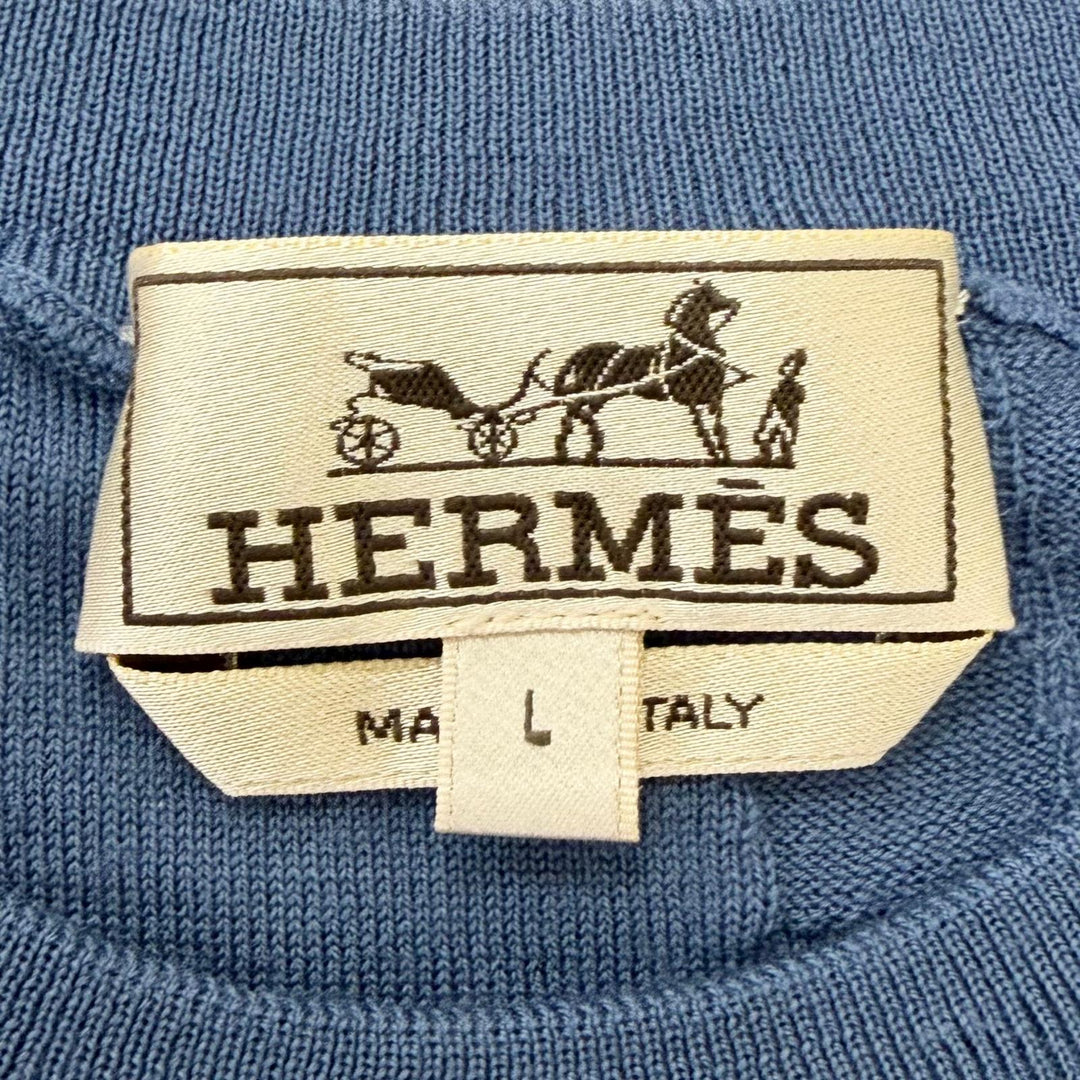 Excellent HERMES sweater Fragmon Equestrian Antegral Light blue wool