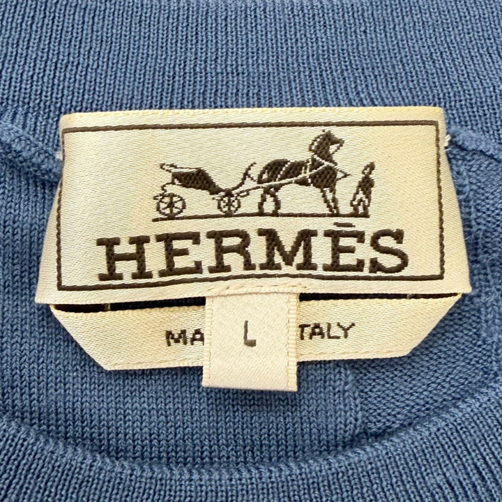 Excellent HERMES sweater Fragmon Equestrian Antegral Light blue wool