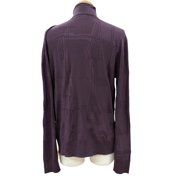 Excellent HERMES knit Fragmon Equestrian Antegral Bordeaux (purple) wool mens L