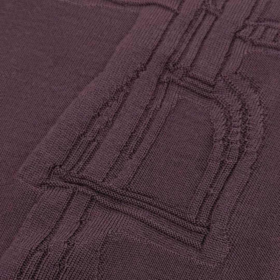 Excellent HERMES knit Fragmon Equestrian Antegral Bordeaux (purple) wool mens L