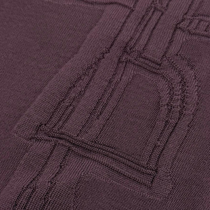 Excellent HERMES knit Fragmon Equestrian Antegral Bordeaux (purple) wool mens L