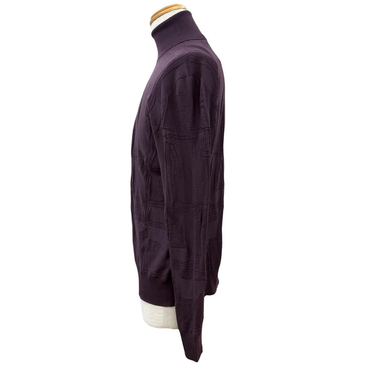 Excellent HERMES knit Fragmon Equestrian Antegral Bordeaux (purple) wool mens L