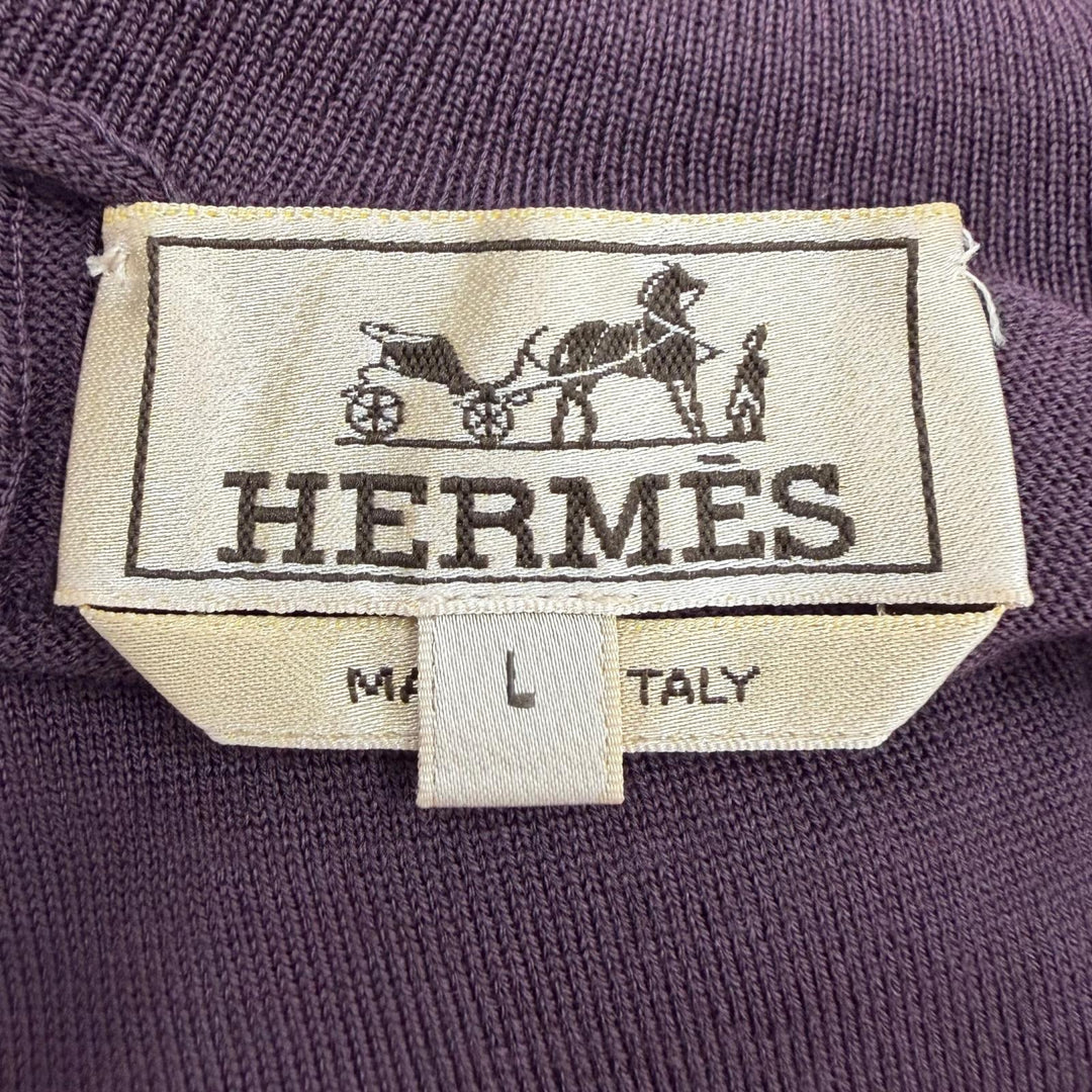 Excellent HERMES knit Fragmon Equestrian Antegral Bordeaux (purple) wool mens L