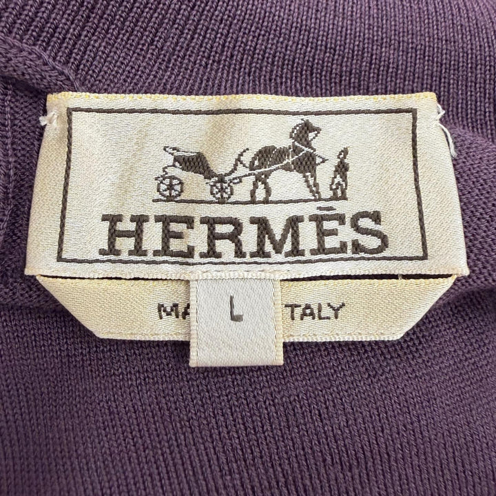 Excellent HERMES knit Fragmon Equestrian Antegral Bordeaux (purple) wool mens L
