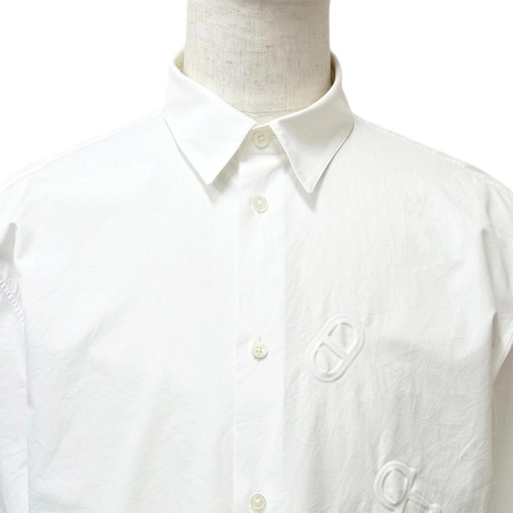 Excellent HERMES Long sleeve shirt Chaine d'Ancre embossed all-over pattern