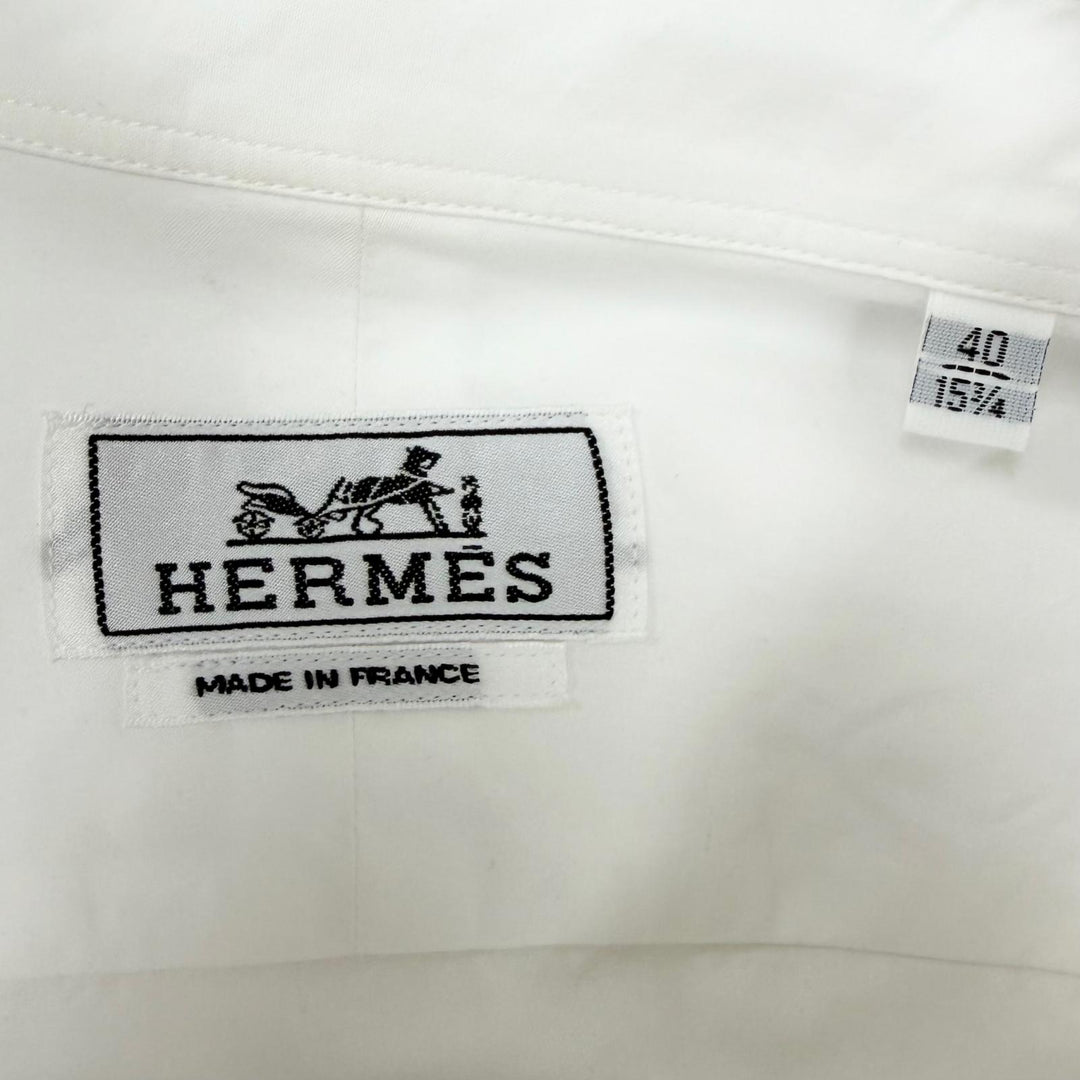 Excellent HERMES Long sleeve shirt Chaine d'Ancre embossed all-over pattern