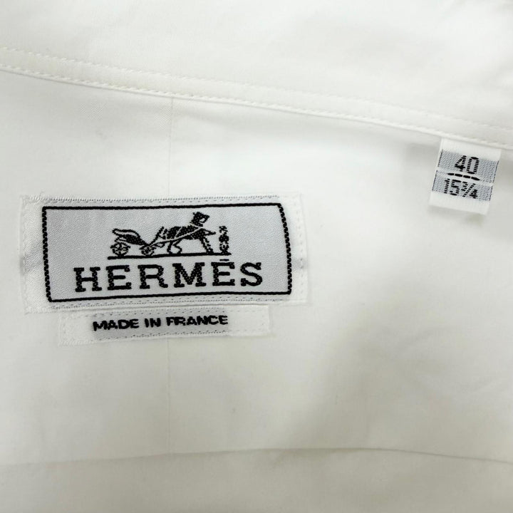 Excellent HERMES Long sleeve shirt Chaine d'Ancre embossed all-over pattern