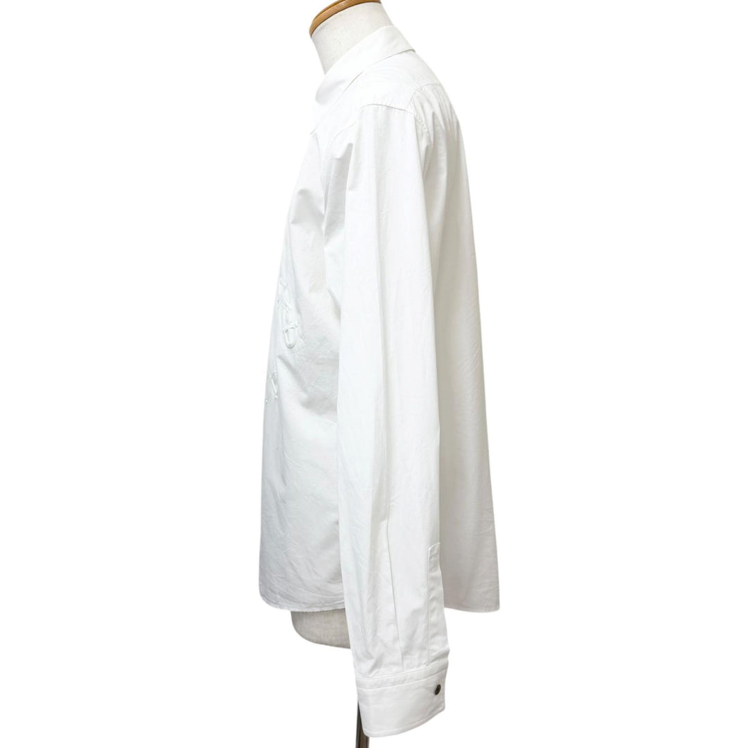 Excellent HERMES Long sleeve shirt Chaine d'Ancre embossed all-over pattern