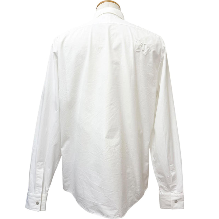 Excellent HERMES Long sleeve shirt Chaine d'Ancre embossed all-over pattern