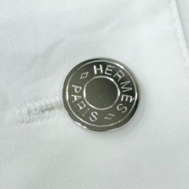 Excellent HERMES Long sleeve shirt Chaine d'Ancre embossed all-over pattern