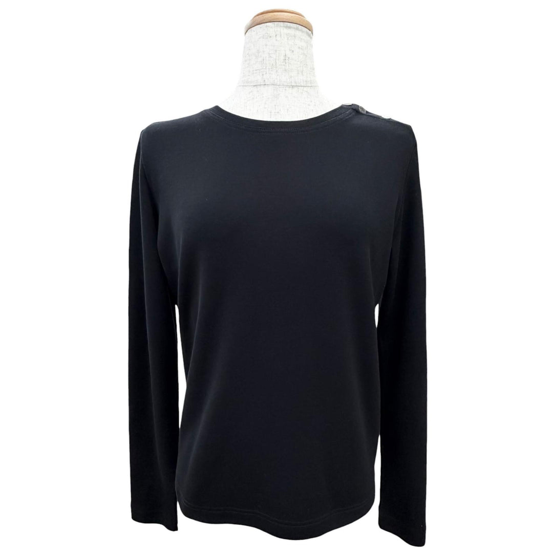 Excellent HERMES Long-sleeved T-shirt Margiela era Sellier button black 36