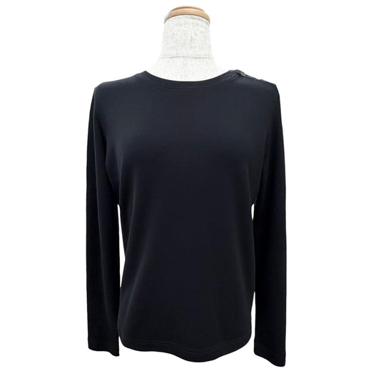 Excellent HERMES Long-sleeved T-shirt Margiela era Sellier button black 36