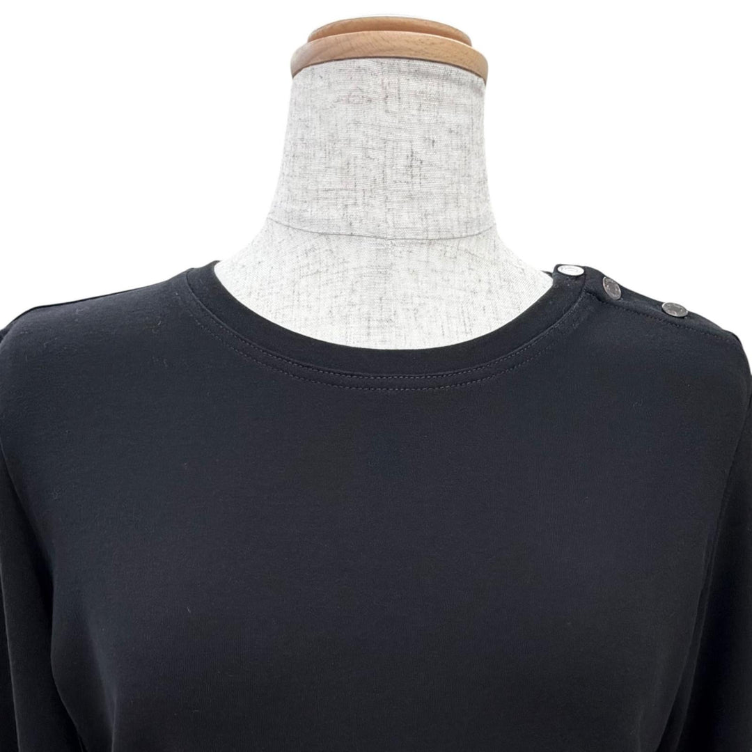 Excellent HERMES Long-sleeved T-shirt Margiela era Sellier button black 36