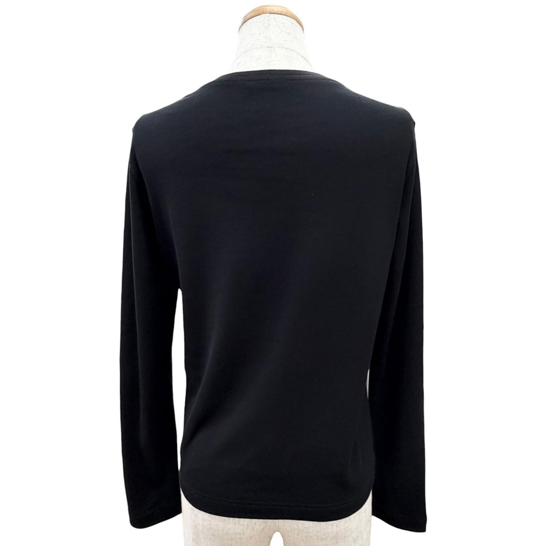 Excellent HERMES Long-sleeved T-shirt Margiela era Sellier button black 36